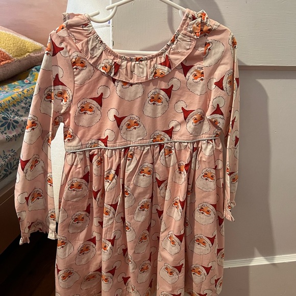 Pink Chicken Santa Print Dress - Pink and White Pink Chicken Santa Print Dress - Pink and White